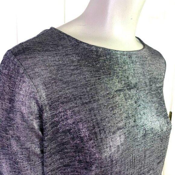 Lisette silver non symmetrical mid sleeve top metallic lightweight xs xsmall - Picture 10 of 12